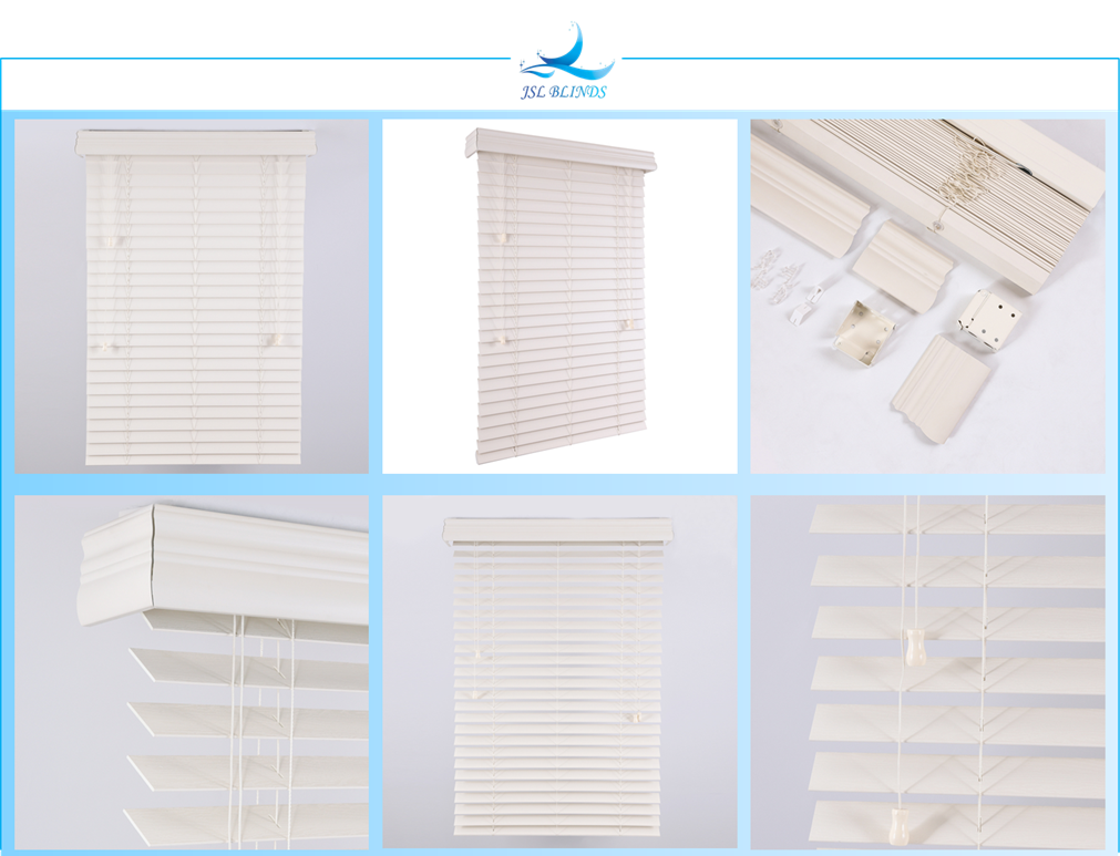 cream faux wood venetian shades